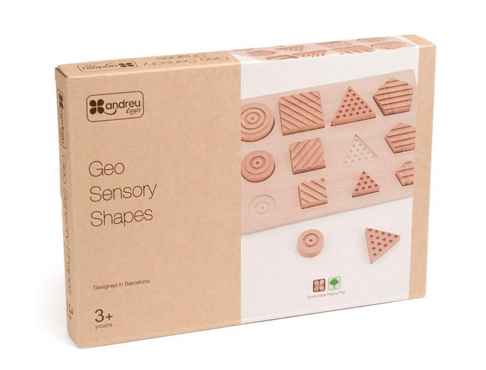 JUEGO DIDACTICO ANDREUTOYS FORMAS GEOSENSORIALES MADERA 12 PIEZAS