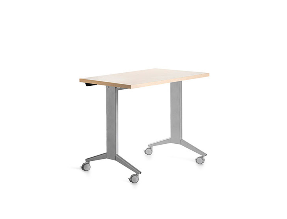 MESA DE OFICINA ROCADA 120X60CM CON TABLERO ABATIBLE 90 ACABADO FD01 ALUMINIO/HAYA