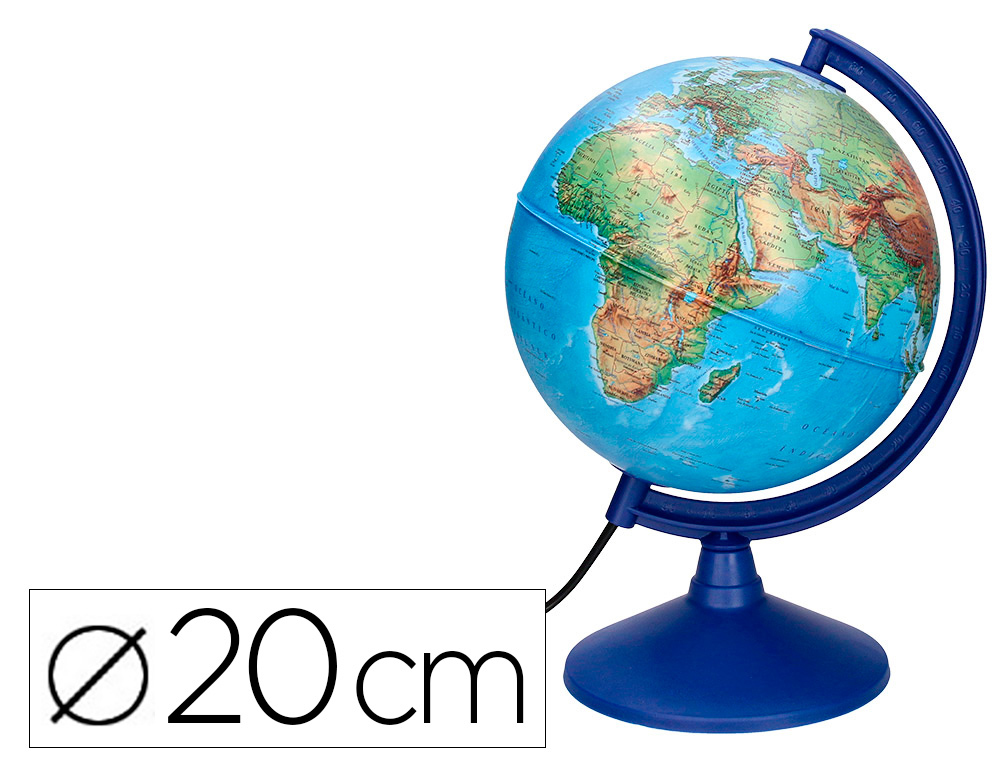 GLOBO TERRAQUEO LIDERPAPEL CON LUZ FISICO Y POLITICO DIAMETRO 20 CM