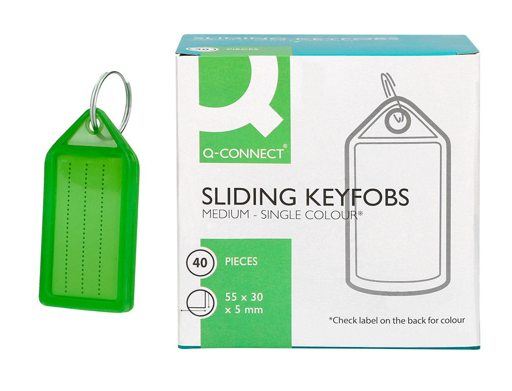 LLAVERO PORTAETIQUETAS Q-CONNECT PREMIUM COLOR VERDE CAJA DE 40 UNIDADES
