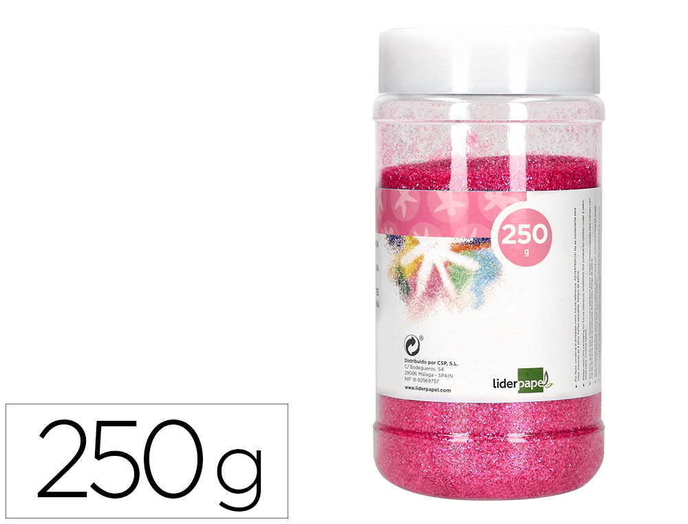 PURPURINA LIDERPAPEL FANTASIA COLOR METALICO ROSA PASTEL BOTE DE 250 GR