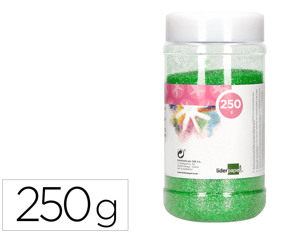 PURPURINA LIDERPAPEL FANTASIA COLOR METALICO VERDE PASTEL BOTE DE 250 GR
