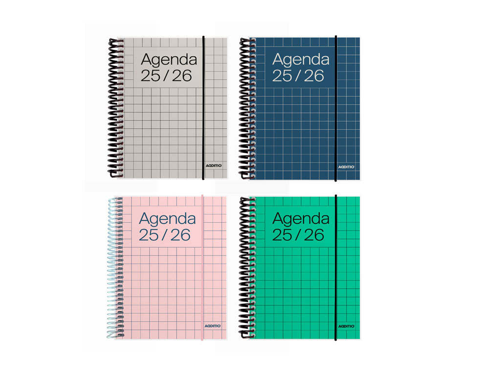AGENDA ESPIRAL ADDITIO UNIVERSAL DIA PAGINA 288 PAGINAS TAPA PVC TRANSPARENTE 125X170 MM