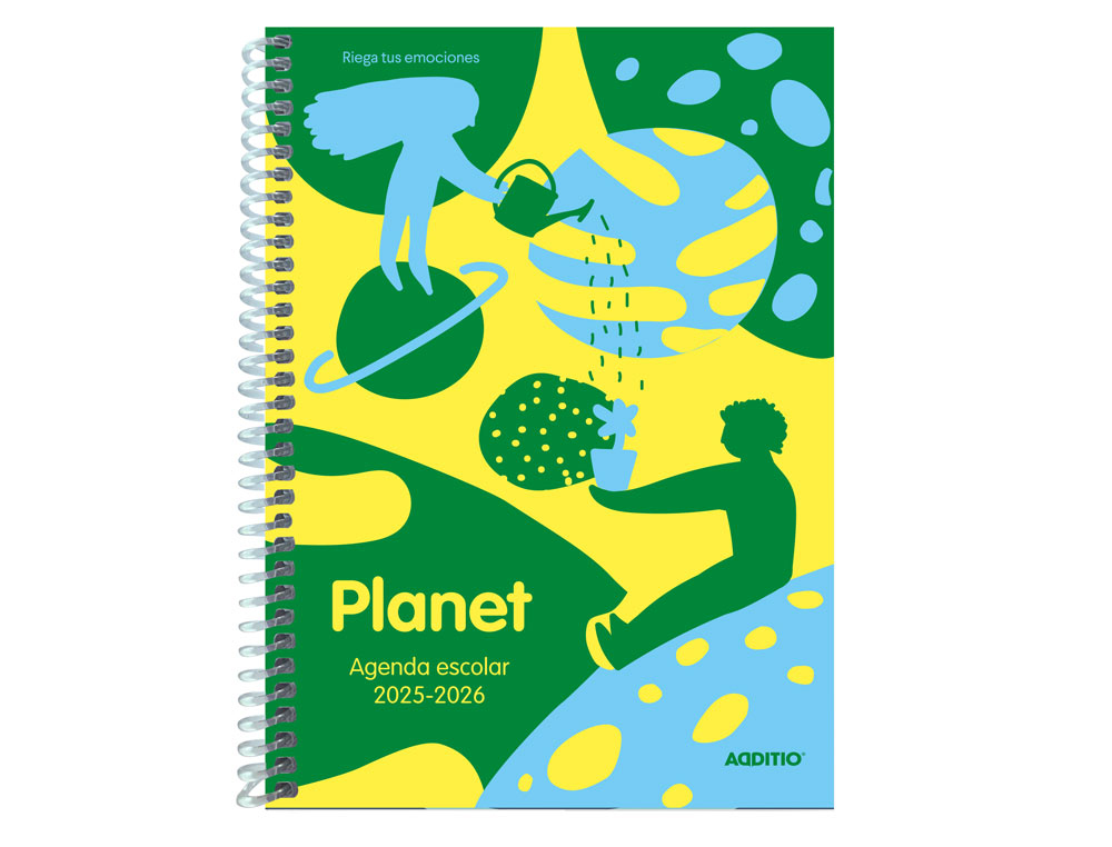 AGENDA ESPIRAL ADDITIO ESCOLAR PLANET DIN A5 SEMANA VISTA 128 PAGINAS TAPA POLIPROPILENO 150X210 MM