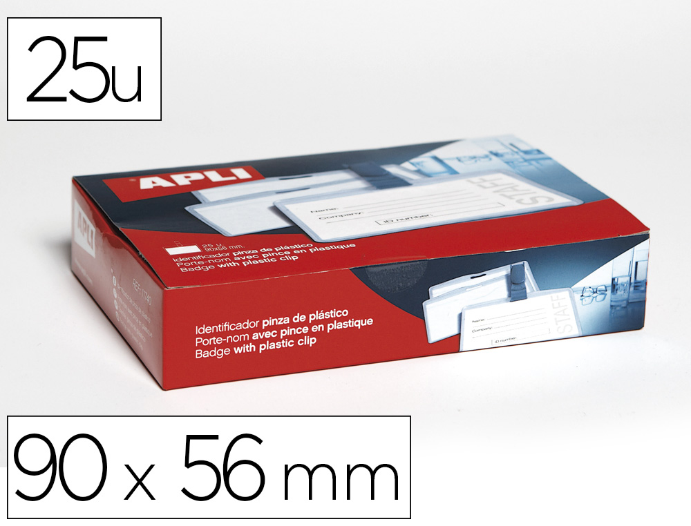 IDENTIFICADOR CON PINZA APLI 56X90 MM CAJA DE 25 UNIDADES