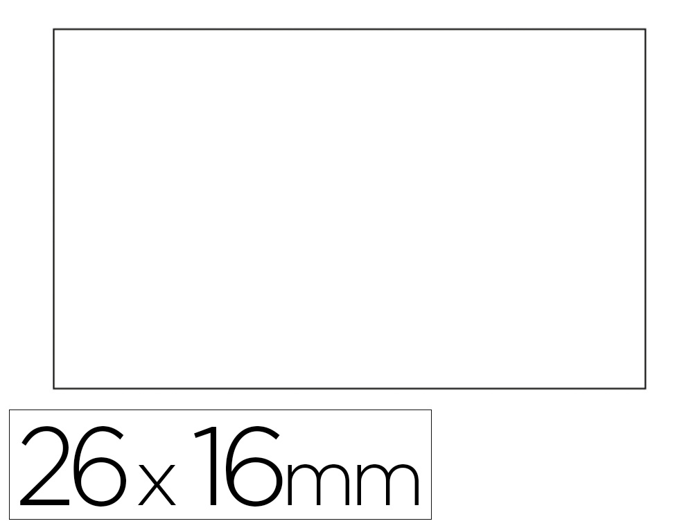 ETIQUETAS METO APLI 26X16 MM BLANCO ADHESIVO REMOVIBLE CANTOS RECTOS ROLLO DE 1000 ETIQUETAS PACK DE 6 UNIDADES