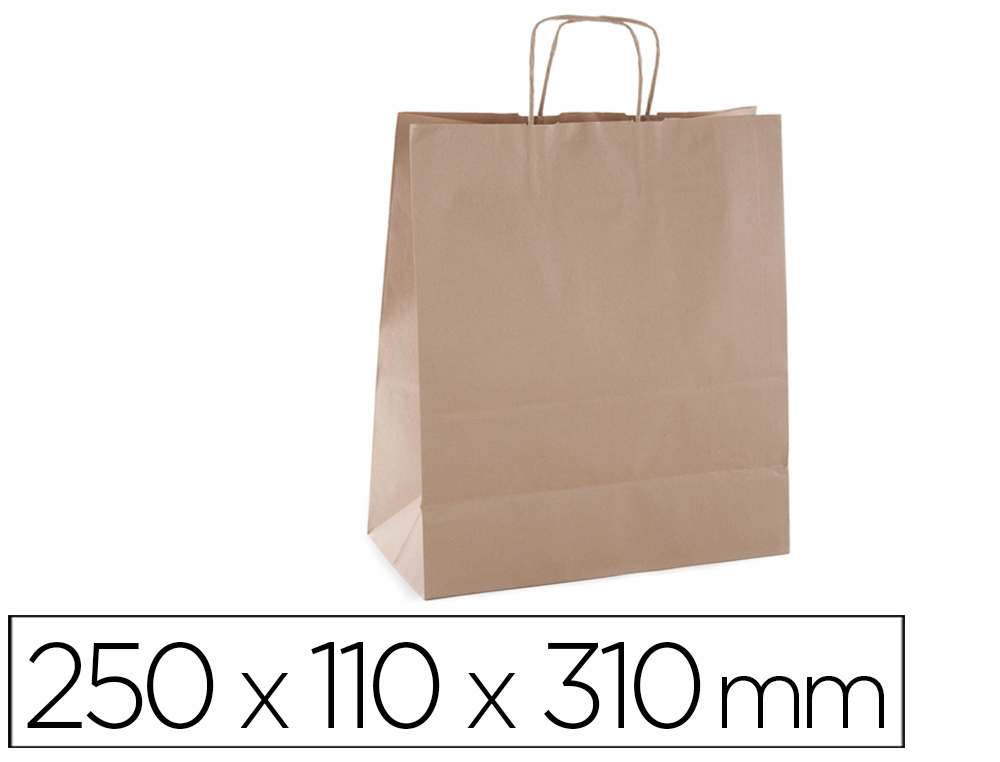 BOLSA KRAFT APLI MARRON ASA RETORCIDA 250X110X310 MM PAQUETE DE 50 UNIDADES