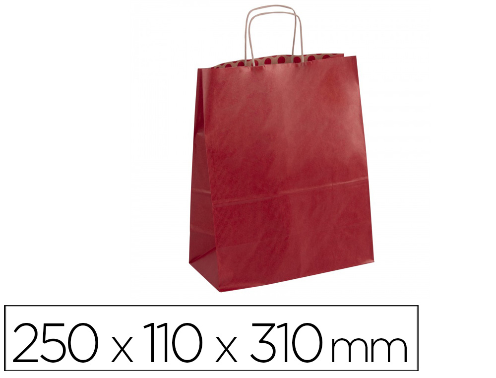 BOLSA KRAFT APLI ROJA ASA RETORCIDA 250X110X310 MM PAQUETE DE 50 UNIDADES