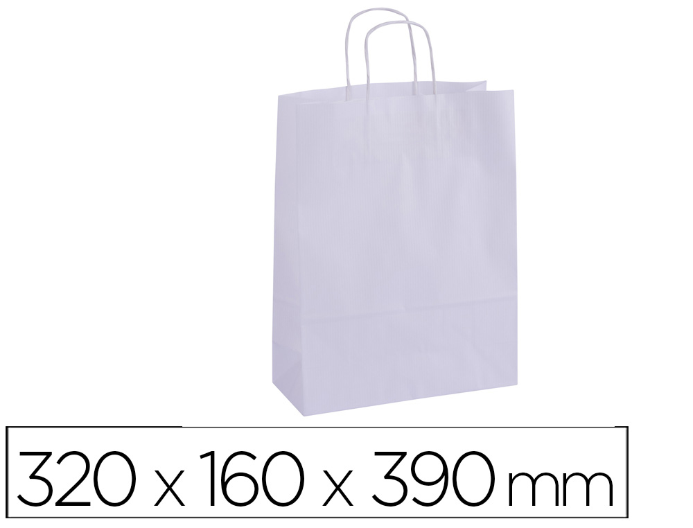 BOLSA KRAFT APLI BLANCO ASA RETORCIDA 320X160X390 MM PAQUETE DE 50 UNIDADES