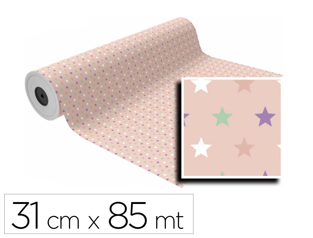 PAPEL DE REGALO BASIKA IN2104-D BOBINA ANCHO 31 CM LONGITUD 85 M PESO 2 KG GRAMAJE 60 GR
