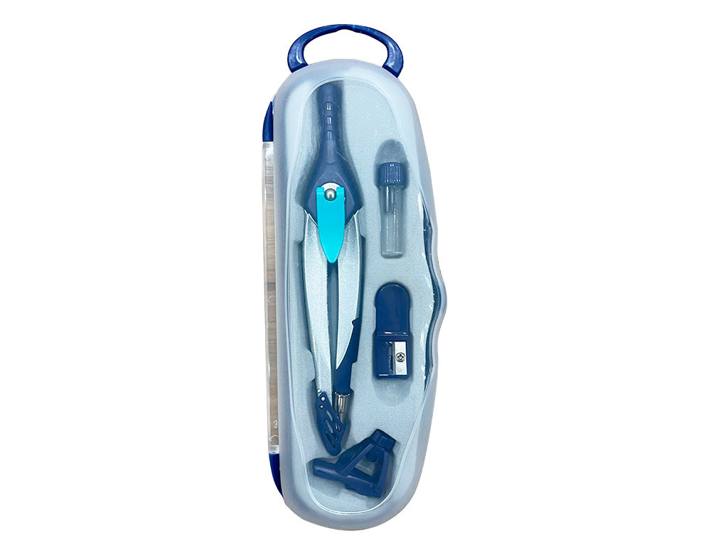COMPAS LIDERPAPEL LOCK DEVICE CON ADAPTADOR UNIVERSAL Y TUBO DE MINAS COLOR AZUL OSCURO