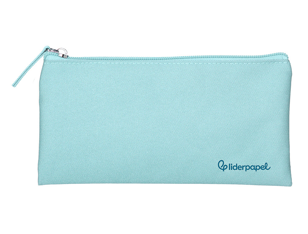 ESTUCHE PORTATODO LIDERPAPEL PLANO ANCHO UNA CREMALLERA 200X100 MM AZUL CELESTE