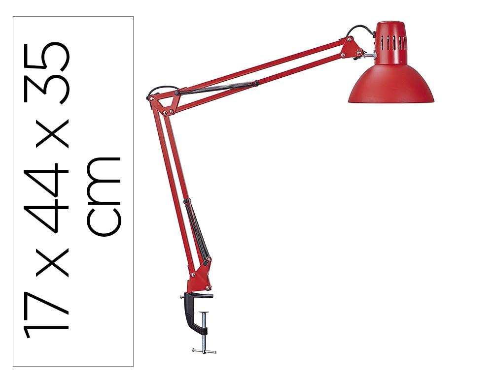 LAMPARA DE ESCRITORIO MAUL STUDY CON PINZA COLOR ROJO 170X440X350 MM