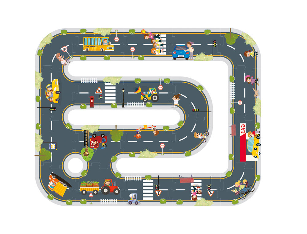 PUZLE INFANTIL IMAGINOVO MADERA CIUDAD DE CARRETERA +3 AOS 21 PIEZAS 22X22X6,4CM