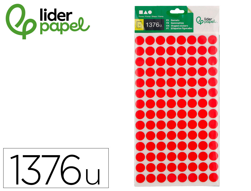 GOMETS LIDERPAPEL FIGURAS SURTIDAS BOLSA DE 12 HOJAS FIGURAS GEOMETRICAS PEQUEAS COLORES SURTIDOS