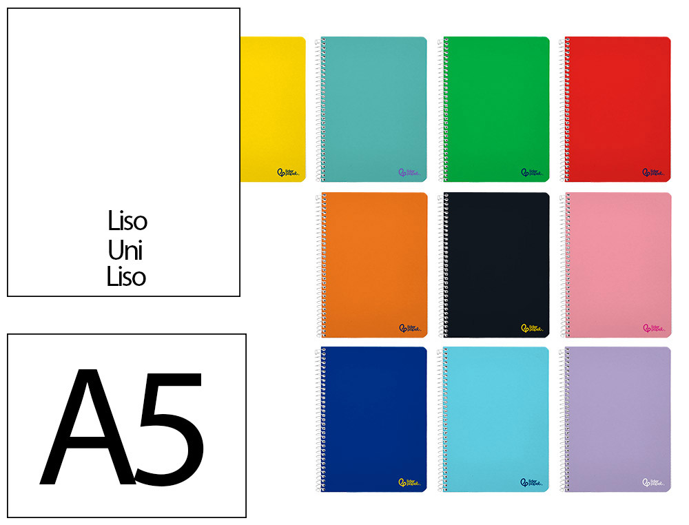 CUADERNO ESPIRAL LIDERPAPEL A5 SMART TAPA BLANDA 80H 75GR LISO SIN MARGEN COLORES SURTIDOS