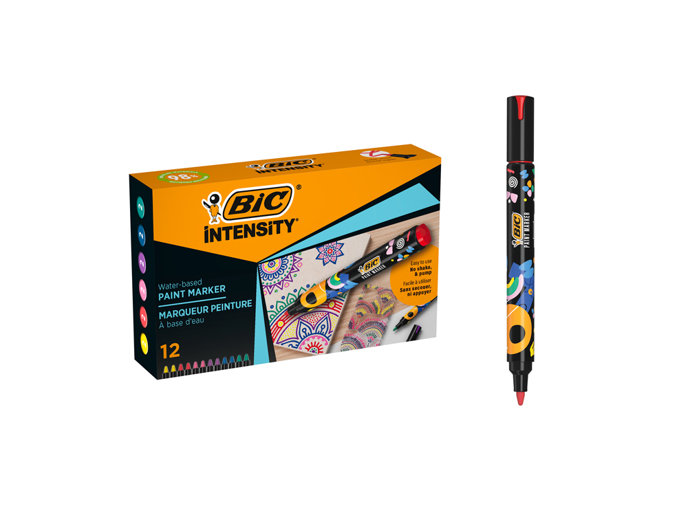 ROTULADOR BIC INTENSITY PAINT MARKER CAJA DE 12 UNIDADES COLORES SURTIDOS