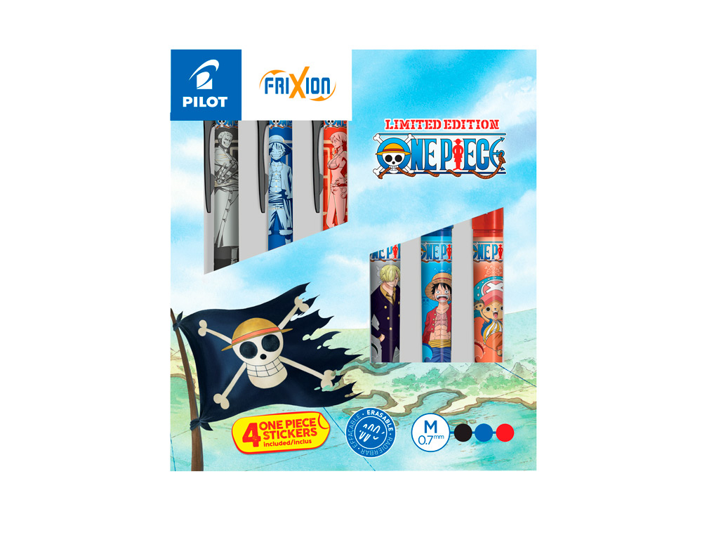 BOLIGRAFO PILOT FRIXION ONE BORRABLE ONE PIECE EDICION LIMITADA CAJA DE 6 UNIDADES SURTIDAS