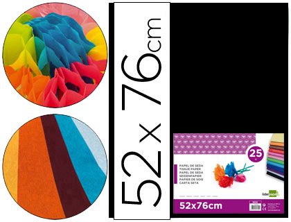 PAPEL SEDA LIDERPAPEL NEGRO 52X76 CM 18 GR PAQUETE DE 25 HOJAS