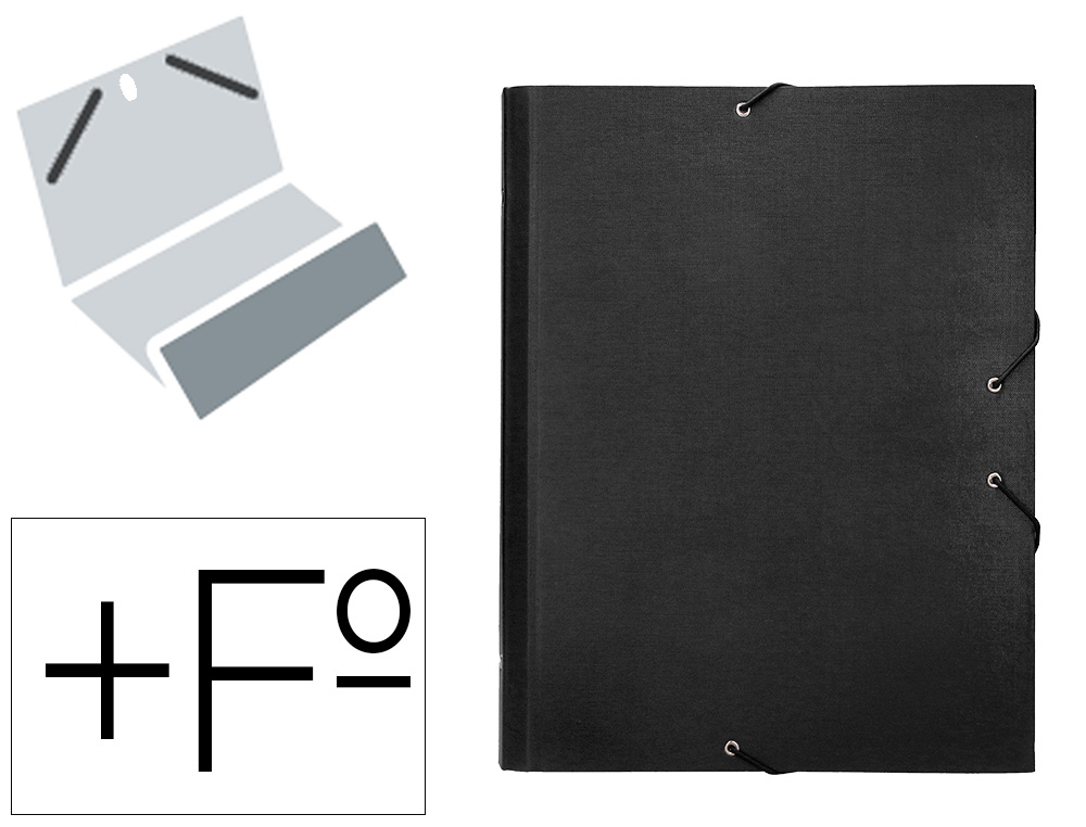 CARPETA CLASIFICADORA LIDERPAPEL 12 DEPARTAMENTOS FOLIO PROLONGADO CARTON FORRADO NEGRA