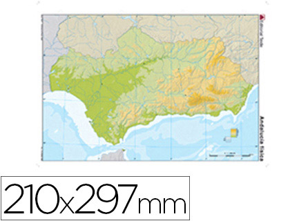 MAPA MUDO COLOR DIN A4 ANDALUCIA FISICO