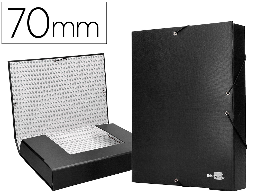 CARPETA PROYECTOS LIDERPAPEL FOLIO LOMO 70MM CARTON FORRADO NEGRA