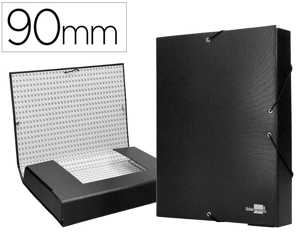 CARPETA PROYECTOS LIDERPAPEL FOLIO LOMO 90MM CARTON FORRADO NEGRA
