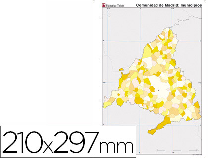 MAPA MUDO COLOR DIN A4 COMUNIDAD DE MADRID POLITICO