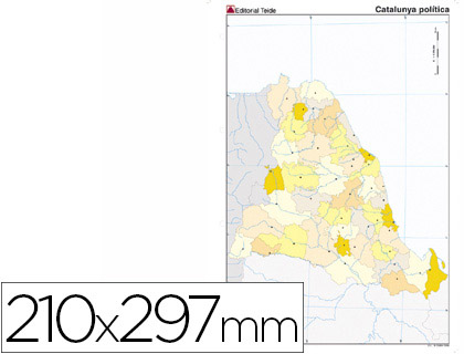 MAPA MUDO COLOR DIN A4 CATALUA POLITICO