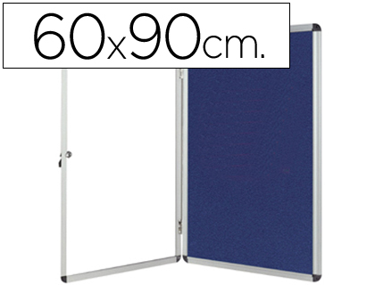 VITRINA DE ANUNCIOS Q-CONNECT MURAL PEQUEA FIELTRO AZUL CON PUERTA Y MARCO CON CERRADURA 72X98 CM