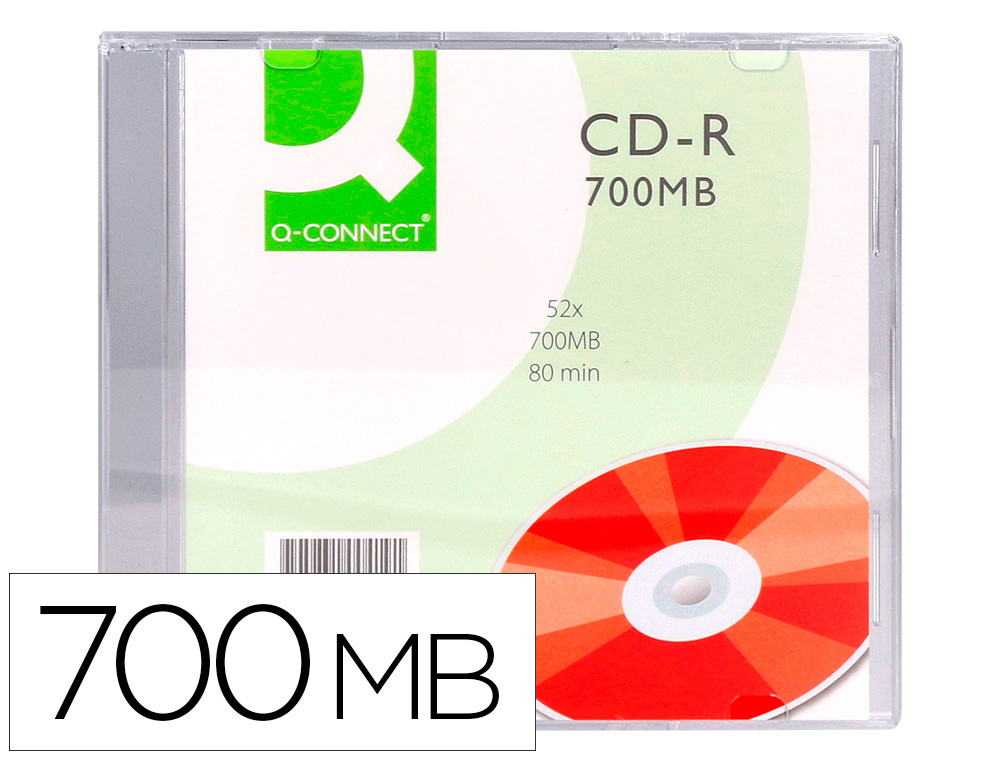 CD-R Q-CONNECT CAPACIDAD 700MB DURACION 80MIN VELOCIDAD 52X CAJA SLIM