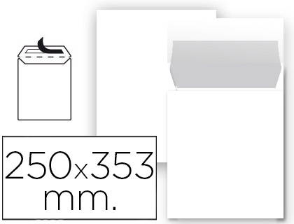 SOBRE LIDERPAPEL BOLSA N 10 BLANCO FOLIO PROLONGADO 250X353 MM TIRA DE SILICONA PAQUETE DE 25 UNIDADES