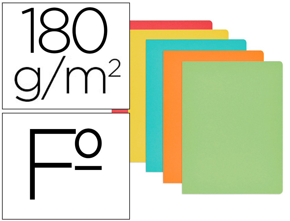 SUBCARPETA CARTULINA GIO FOLIO COLORES SURTIDOS 180 GR/M2 PAQUETE DE 50 UNIDADES