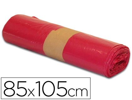 BOLSA BASURA INDUSTRIAL ROJA 85X105CM GALGA 110 ROLLO DE 10 UNIDADES
