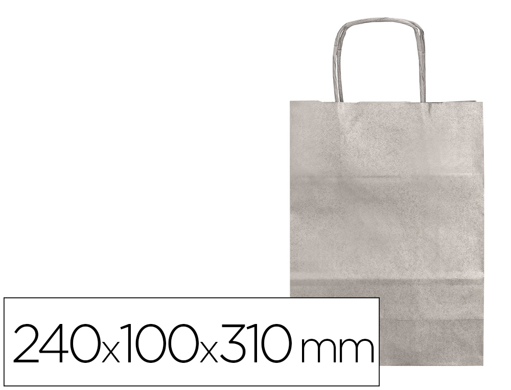 BOLSA KRAFT Q-CONNECT PLATA ASA RETORCIDA 240X100X310 MM