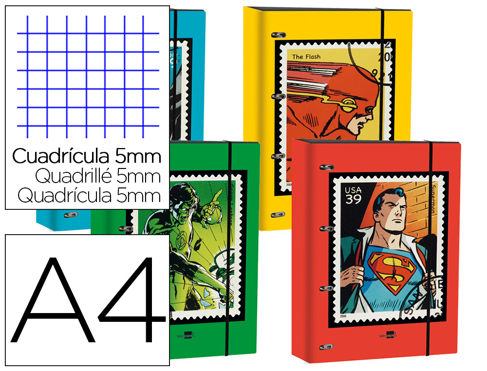 CARPETA LIDERPAPEL DIN A4 FORRADA CON RECAMBIO 120 HOJAS 80 GR 5 MM 4 AN. REDONDAS 40 MM CIERRE GOMA