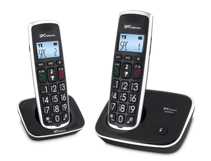 TELEFONO INALAMBRICO SPC DUO TELECOM 7609-N COLOR NEGRO IDENTIFICADOR DE LLAMADAS AGENDA PANTALLA