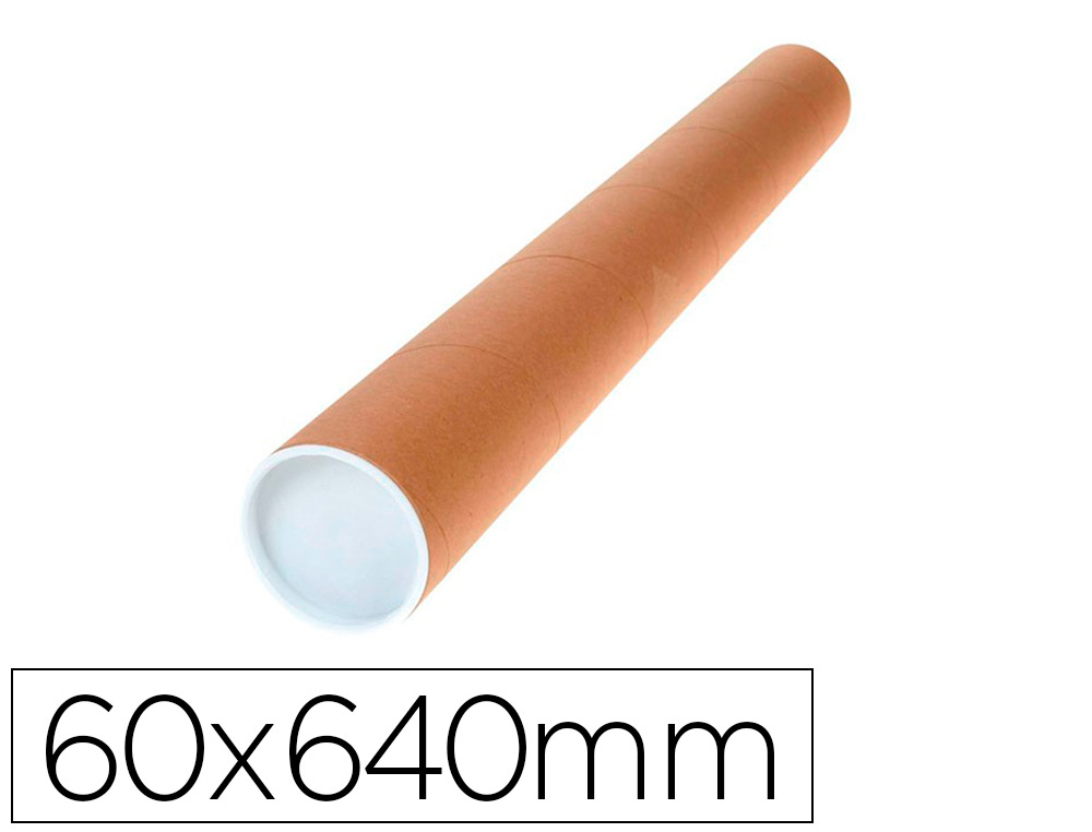 TUBO DE CARTON Q-CONNECT PORTADOCUMENTOS CARTONCILLO ENCOLADO RECICLADO 1,8 MM CON 2 TAPAS DE PLASTICO 60X640 MM