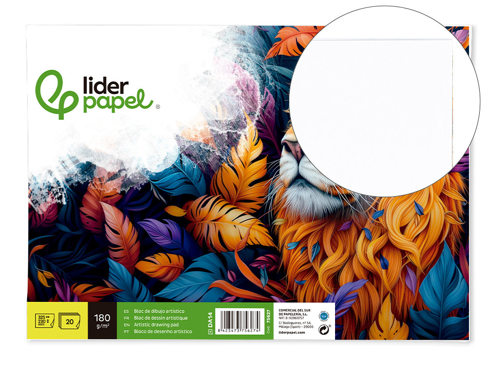 BLOC DIBUJO LIDERPAPEL ARTISTICO ENCOLADO 230X325MM 20 HOJAS 180 G/M2 SIN RECUADRO