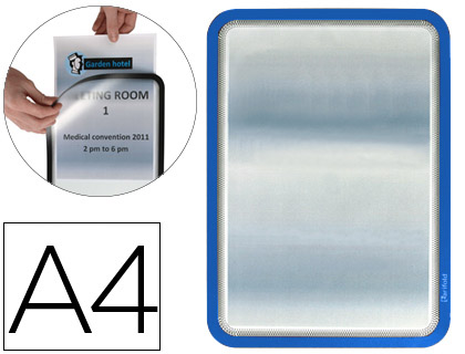 MARCO PORTA ANUNCIOS DJOIS MAGNETO DIN A4 DORSO ADHESIVO REMOVIBLE COLOR AZUL PACK DE 2 UNIDADES