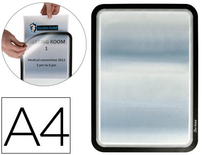 MARCO PORTA ANUNCIOS DJOIS MAGNETO DIN A4 DORSO ADHESIVO REMOVIBLE COLOR NEGRO PACK DE 2 UNIDADES