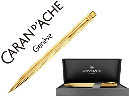 PORTAMINAS CARAN D'ACHE ECRIDOR CHEVRON PLACADO DORADO 0,7 MM CON ESTUCHE