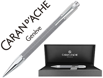 BOLIGRAFO CARAN D'ACHE VARIUS IVANHOE COTA DE MALLA ACERO GRIS PLACADO RODIO CON ESTUCHE PUNTA MEDIA