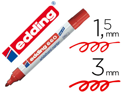 ROTULADOR EDDING PARA PIZARRA BLANCA 660 COLOR ROJO PUNTA REDONDA 1,5-3 MM