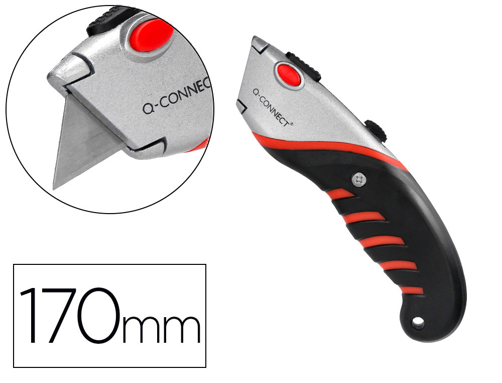 CUTER Q-CONNECT METALICO ANCHO ALEACION DE ALUMINIO - 2 CUCHILLAS DE REPUESTO - CUCHILLA 19 MM XD-8300 BLISTER 1 UNIDA