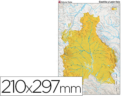 MAPA MUDO COLOR DIN A4 CASTILLA-LEON FISICO