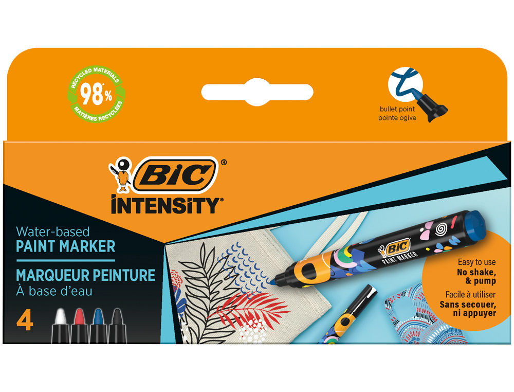 ROTULADOR BIC INTENSITY PAINT MARKER BLISTER DE 4 UNIDADES COLORES SURTIDOS