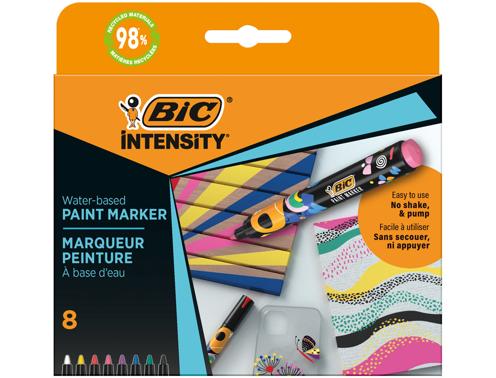 ROTULADOR BIC INTENSITY PAINT MARKER BLISTER DE 8 UNIDADES COLORES VIVOS SURTIDOS