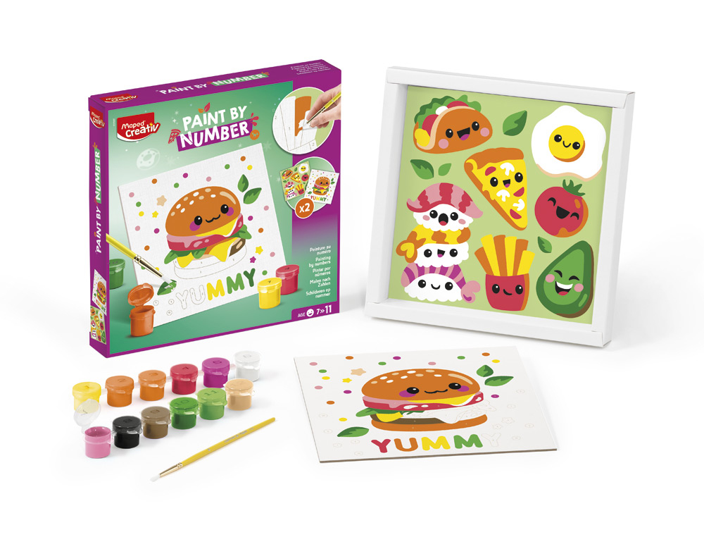 CUADERNO DE COLOREAR MAPED PINTA POR NUMEROS KAWAI FOOD HAMBURGUESA