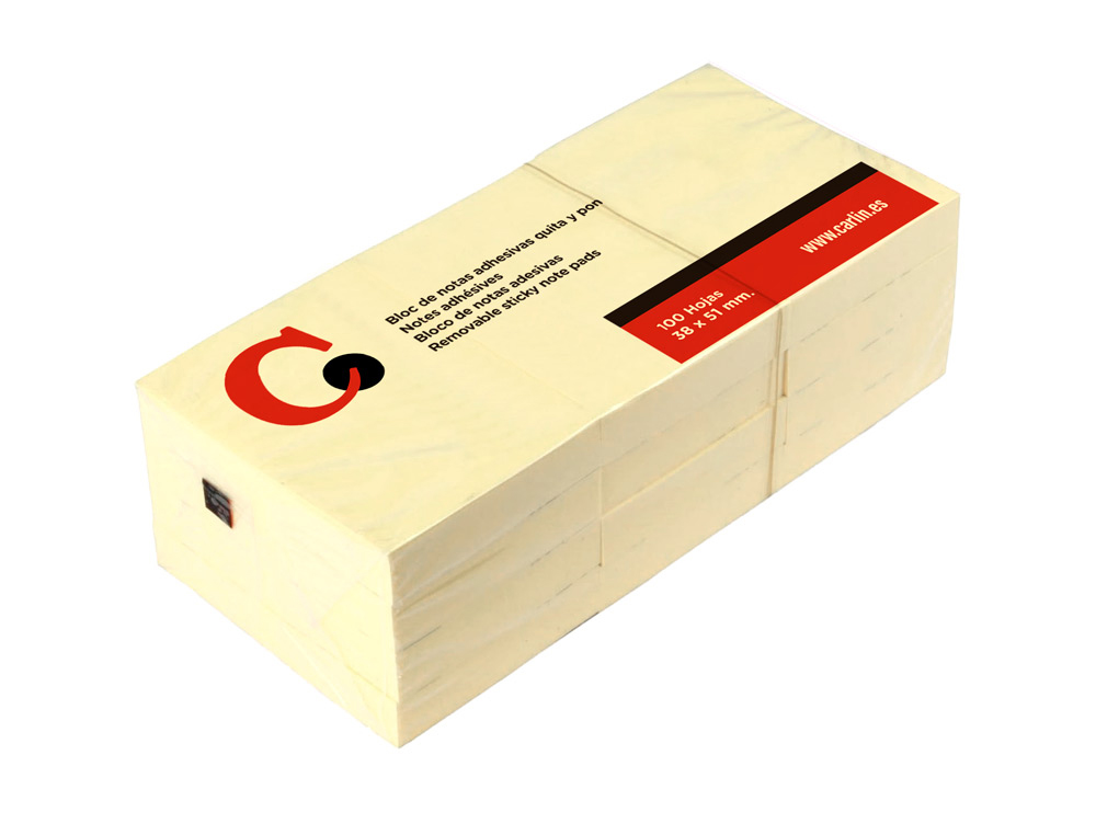 BLOC DE NOTAS ADHESIVAS QUITA Y PON CARLIN 38X51 MM CON 100 HOJAS